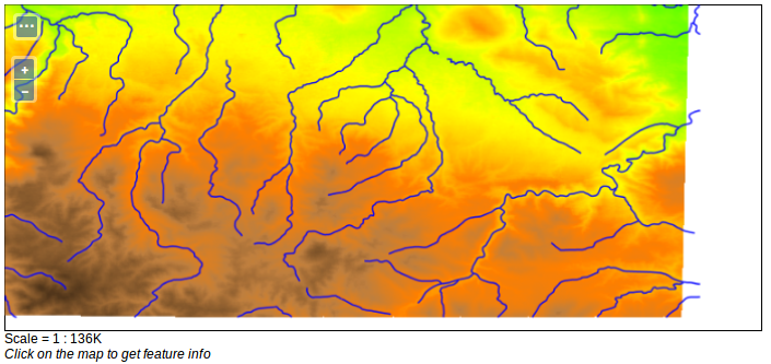 Layer group including DEM and rivers.